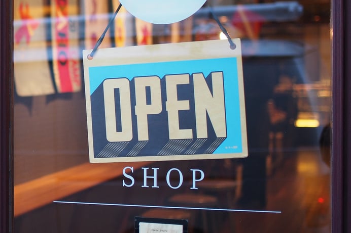 Open Sign on Store Door